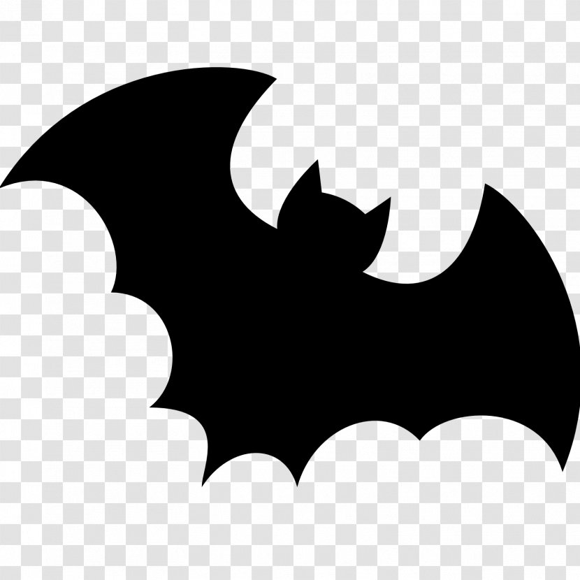Bat Silhouette Clip Art - Black And White - Filled Transparent PNG