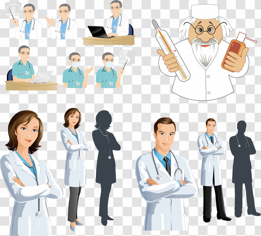 Physician Clip Art - Communication - Cartoon Male And Female Doctor Vector Transparent PNG