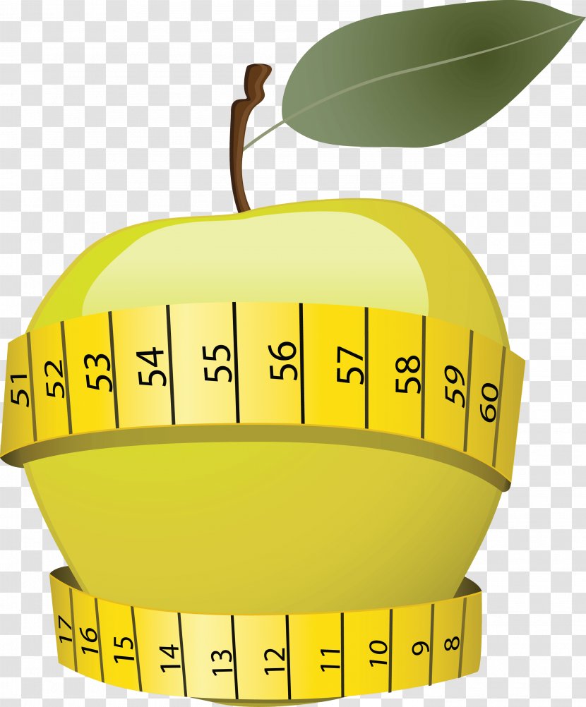 Apple Tape Measures Measurement - Yellow - ALL FRUITS Transparent PNG