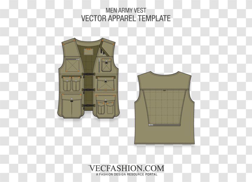 Gilets T-shirt Pattern Jacket Fashion - Vest - Army Templates Transparent PNG