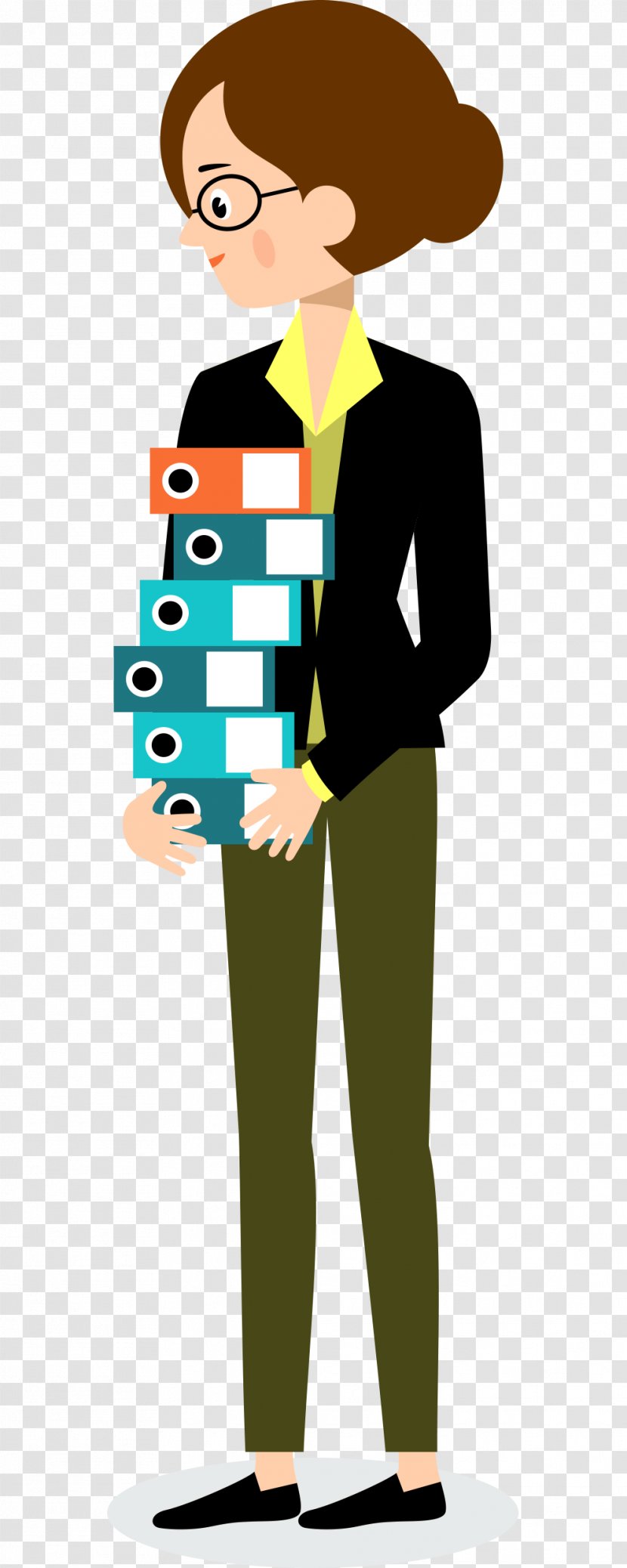 Cartoon Illustration - Communication - Holding A Stack Of Business Women Transparent PNG