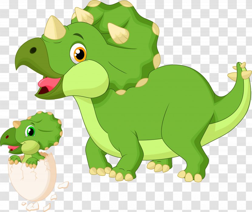 Baby Triceratops Clip Art - Green - Dinosaur Vector Transparent PNG