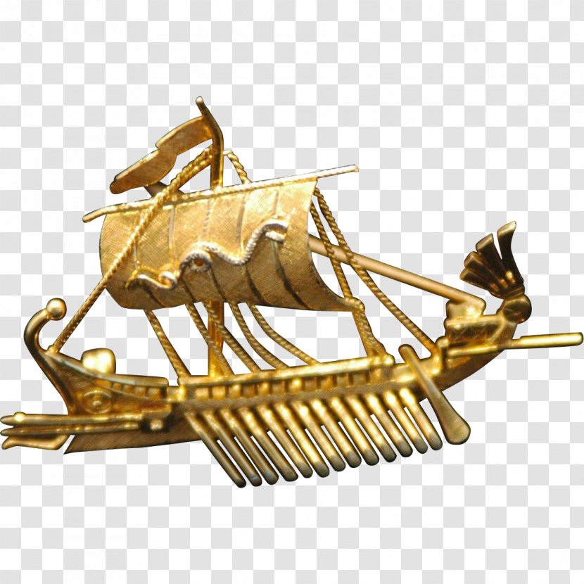 Gold Brooch Pin Ship Jewellery - Diamond - Ancients Transparent PNG