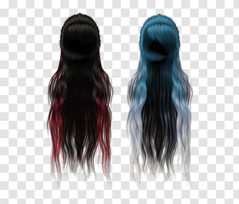 Long Hair Wig Black Coloring Transparent PNG