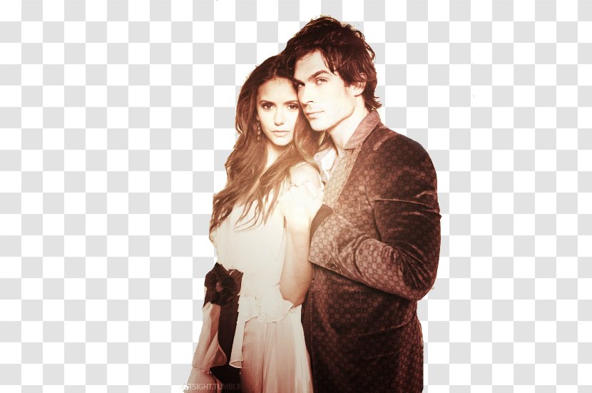 Nina Dobrev Damon Salvatore Elena Gilbert The Vampire Diaries Ian Somerhalder - Watercolor Transparent PNG