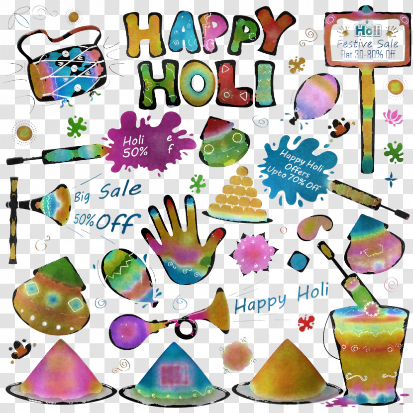 Holi Happy Holi Colorful Transparent PNG