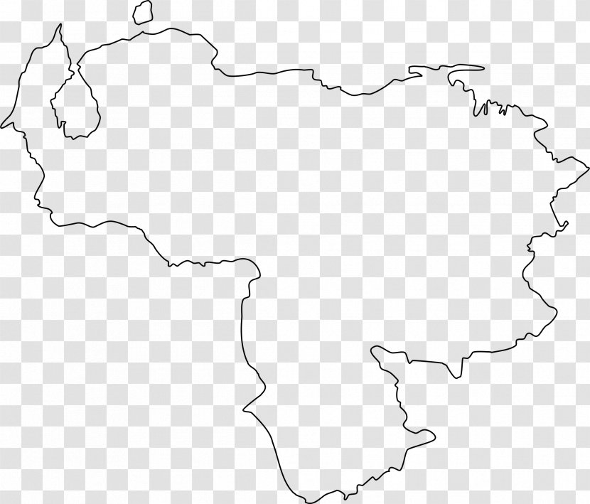Flag Of Venezuela Blank Map Clip Art - Black - Colombia Transparent PNG