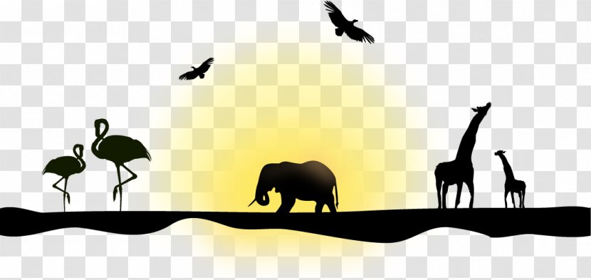 Northern Giraffe Silhouette Euclidean Vector Elephant - Fauna Of Africa - Animal Silhouettes Transparent PNG