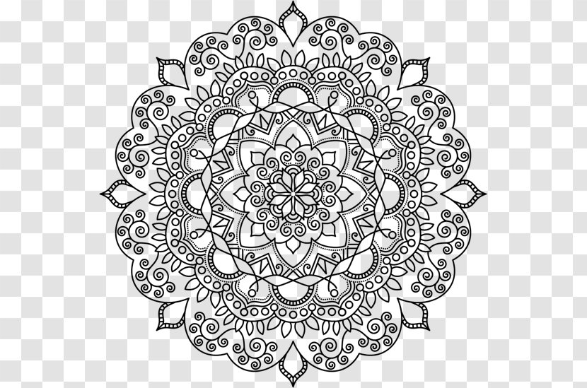 Mandala Coloring Pages Mehndi Book Pattern - Flora - Line Art Transparent PNG