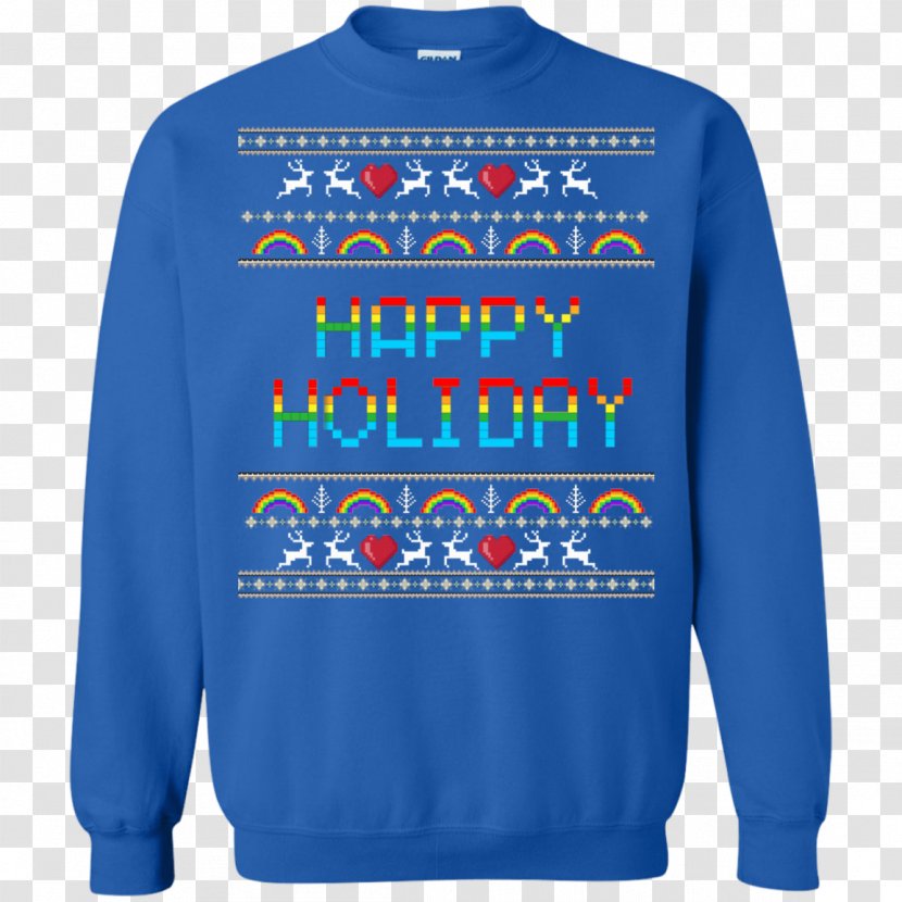T-shirt Hoodie Christmas Jumper Sweater Crew Neck - Blue Transparent PNG