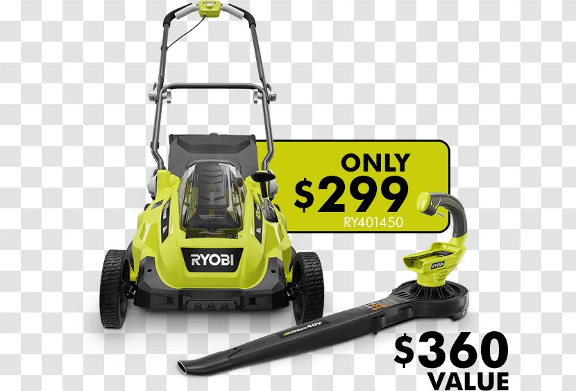 Lawn Mowers Ryobi RY40180 Electric Battery RY40112A - Riding Mower - Home Depot Chain Saws Transparent PNG