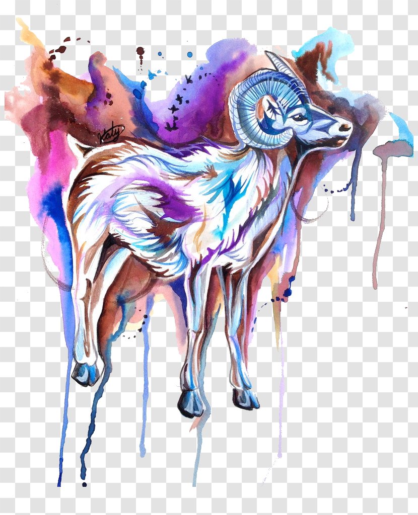 Tattoo Watercolor Painting Sheep Sketch - Tree Transparent PNG
