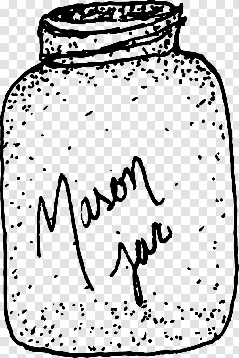 Line Art Black And White Monochrome Clip - Flower - Mason Jar Transparent PNG
