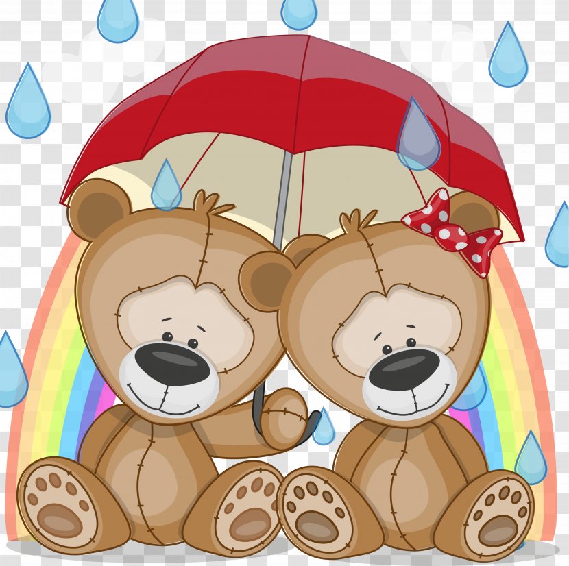 Cartoon Heart - Watercolor - Brown Rain Bear Transparent PNG