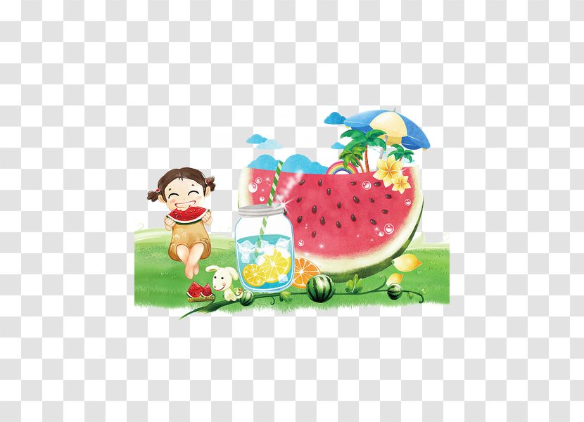 Watermelon Juice Summer Poster Illustration - Citrullus - Hand Painted Transparent PNG