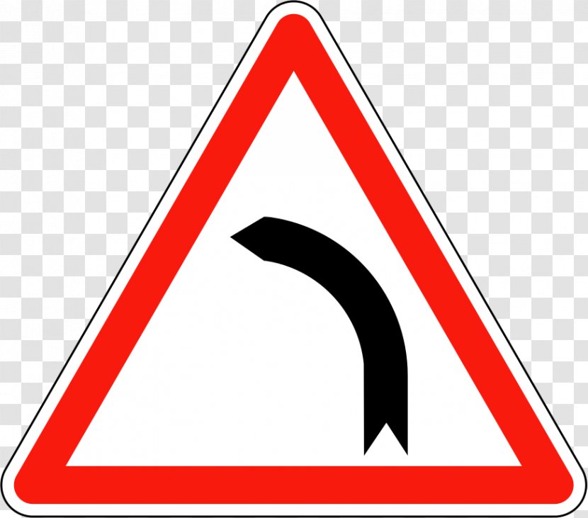 Panneau D'annonce De Virage à Gauche En France Curve To The Right Road-sign In Traffic Sign Warning - Implantation Des Balises Virages J1 - French Road Signs Transparent PNG