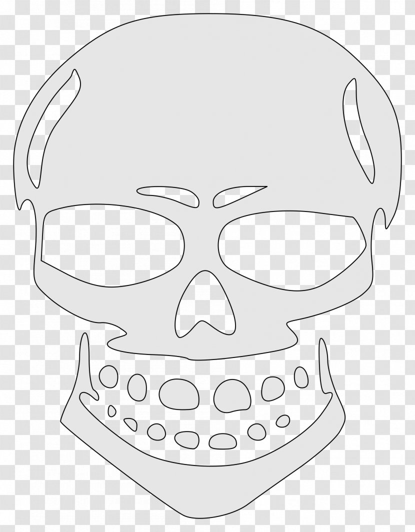 Skull Stencil Nose Clip Art - Headgear Transparent PNG