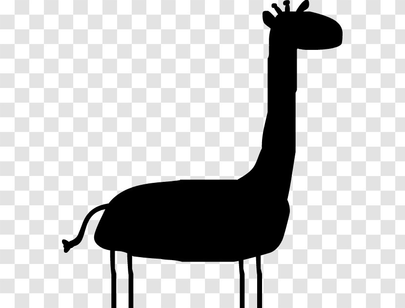 Giraffe Bird Neck Clip Art - Black And White Transparent PNG