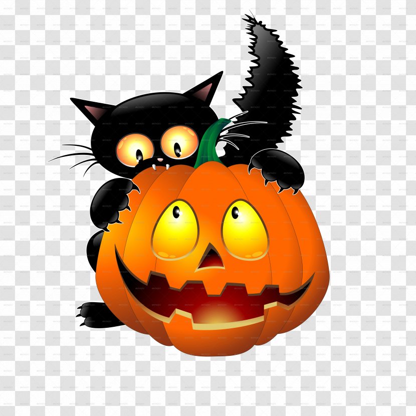 Black Cat Halloween Clip Art - Jack O Lantern - Bat Transparent PNG