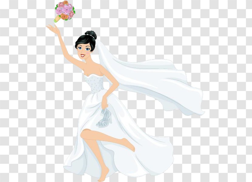 Bride Cartoon Drawing Illustration - Flower - Running Transparent PNG