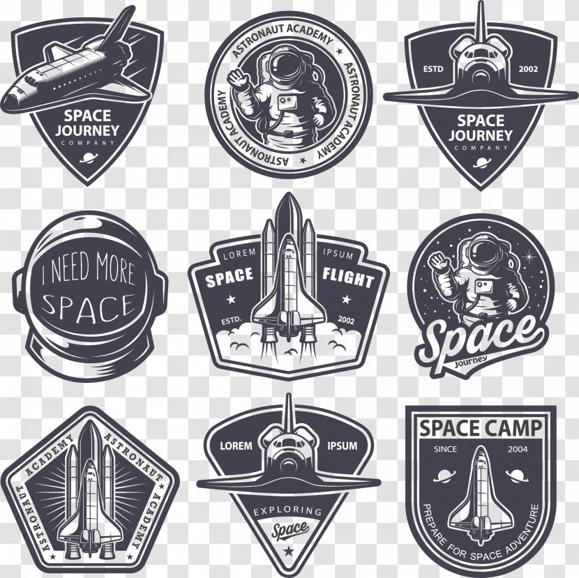 Astronaut Badge Logo - Label - Vector Space Shuttle Transparent PNG