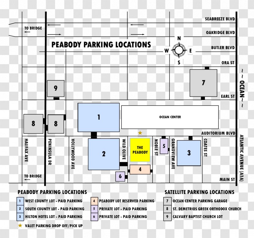 Peabody Auditorium Diagram Ocean Center Car Park - Parking Transparent PNG
