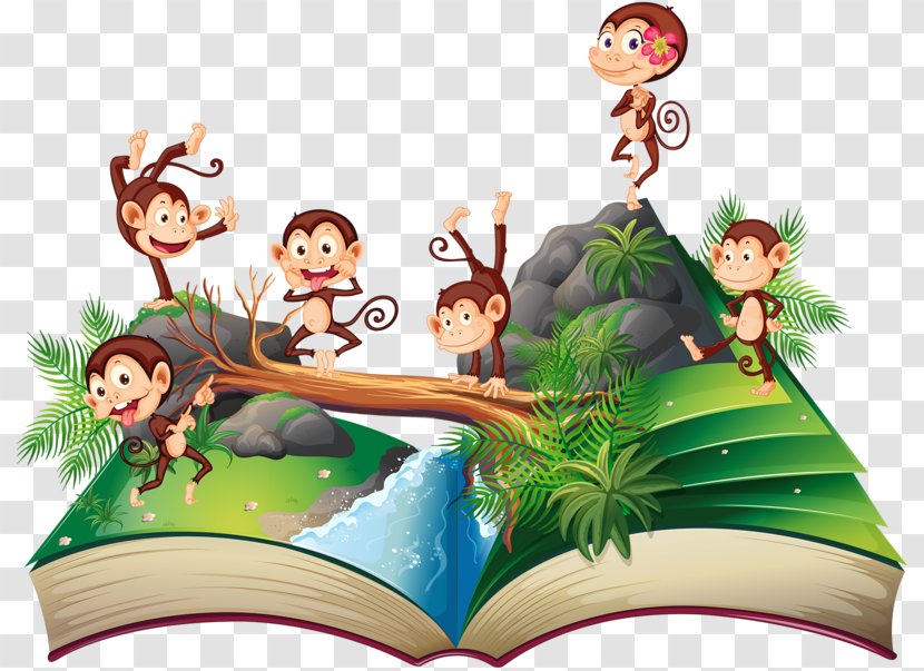 Pop-up Book Royalty-free Illustration - Royaltyfree - Monkey On The Books Transparent PNG