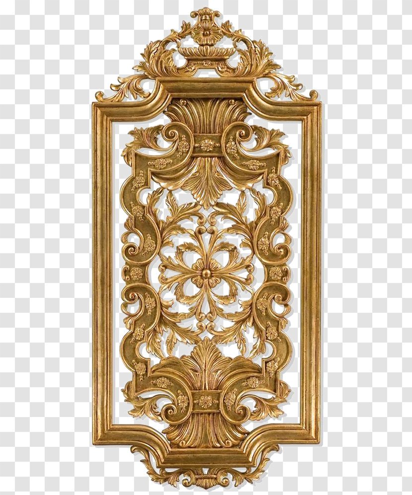 Wood Carving Wall Panel Painting - Gold Frame Transparent PNG
