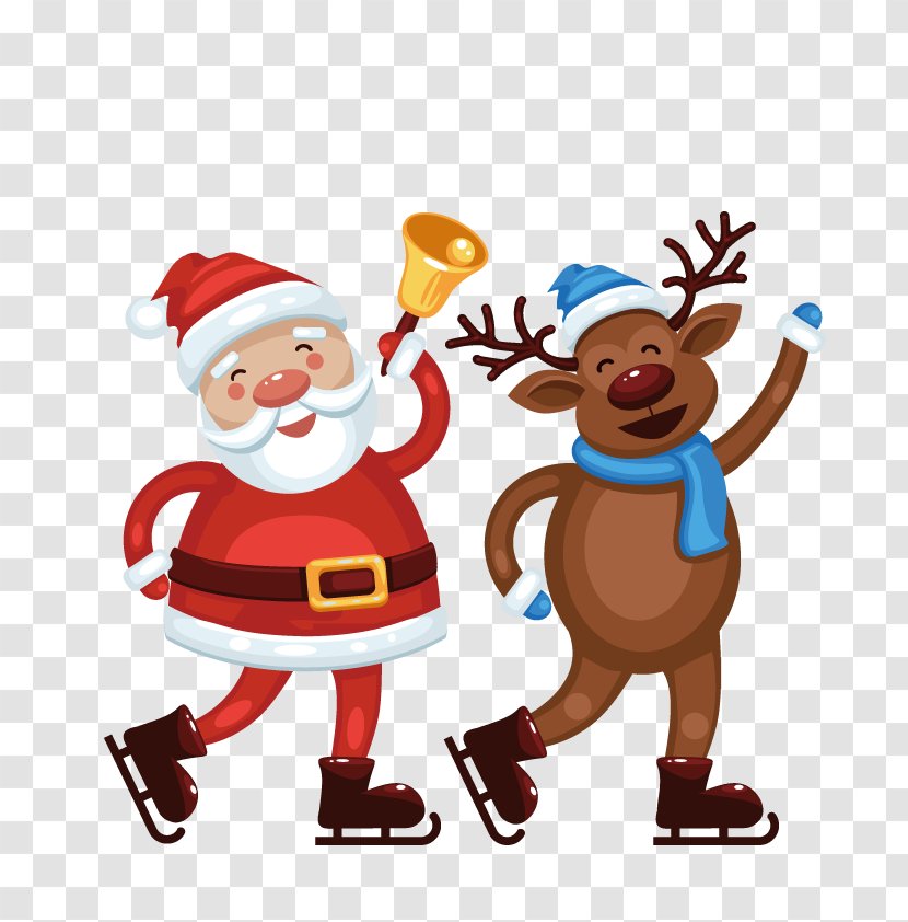 Vector Santa And Elk - Claus S Reindeer Transparent PNG