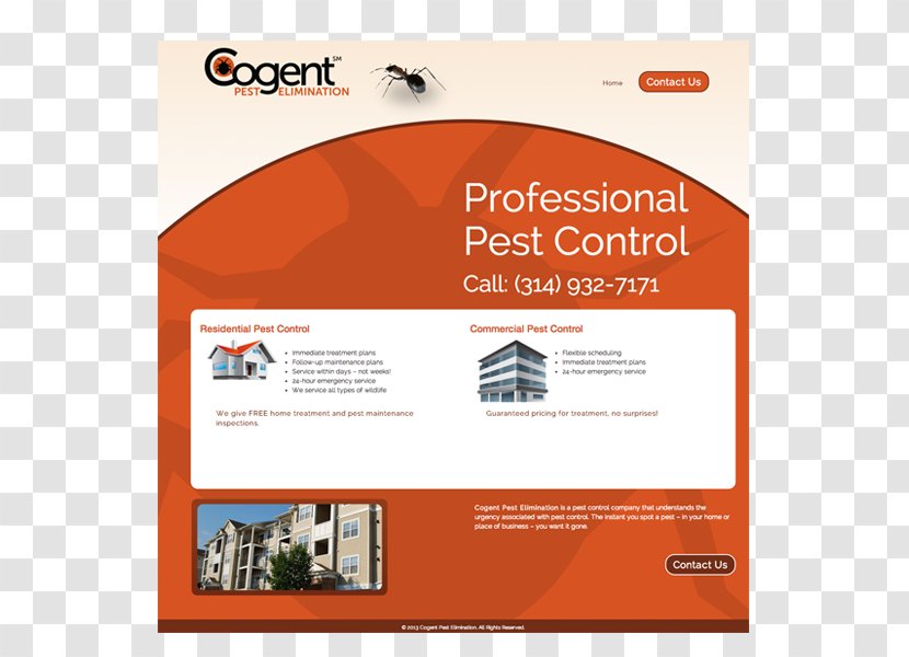 Pest Control Cogent Elimination Brochure - Software - Landing Page Poster Transparent PNG