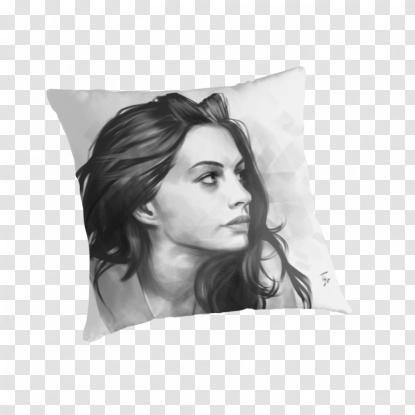 Black And White Cushion Pillow Monochrome Photography - Anne Hathaway Transparent PNG