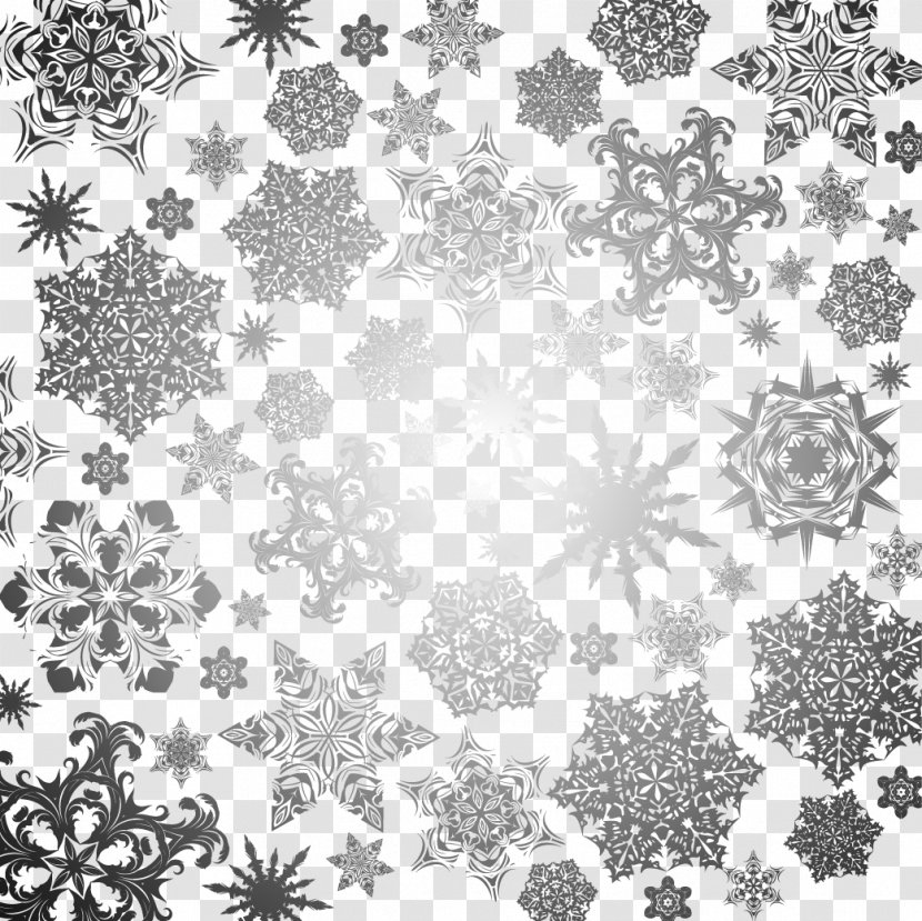 Black And White - Snowflakes Vector Shading Transparent PNG