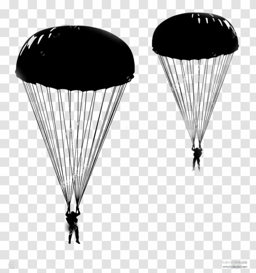 Parachuting Parachute Paratrooper Clip Art - Black And White Transparent PNG