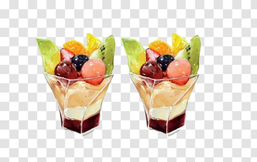 Ice Cream Food Illustration - Flavor - Two Glasses Of Cherry Picture Material Transparent PNG