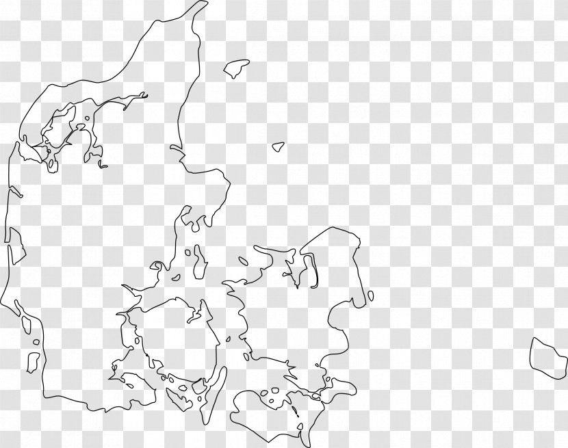 Blank Map Flag Of Denmark Clip Art - Black And White Transparent PNG
