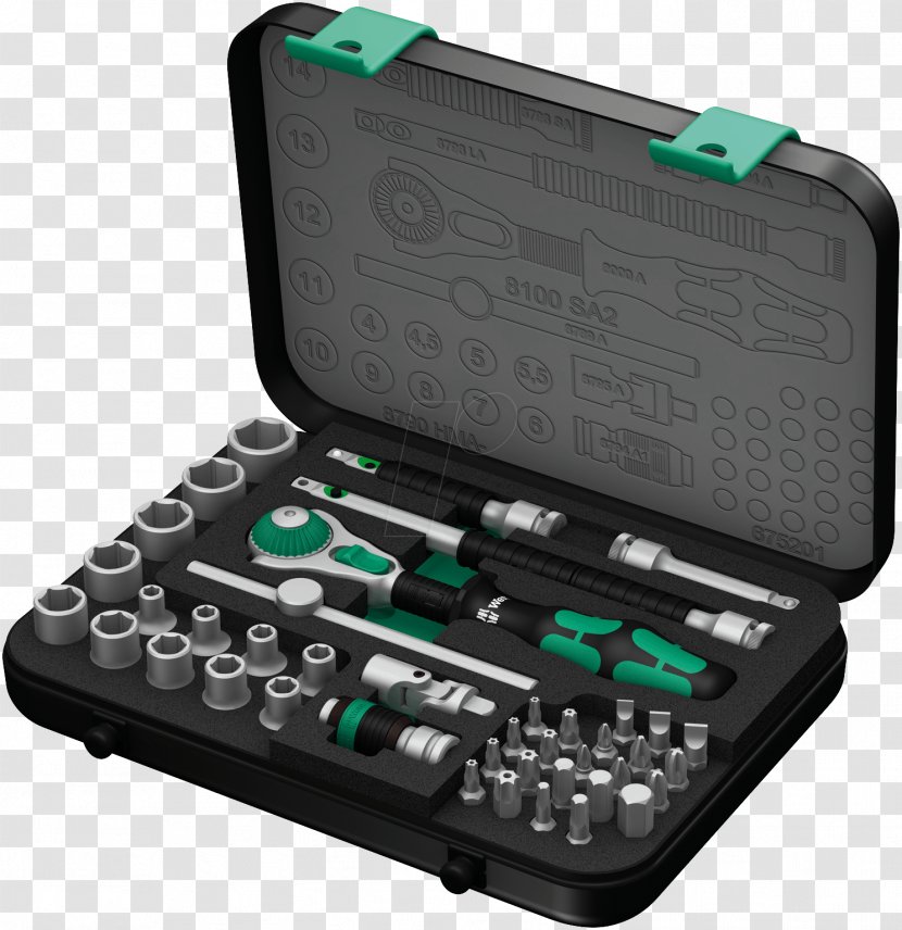 Wera Tools Zyklop 8100SA4 41-Piece Ratchet Set Socket Wrench - Inch - Screwdriver Transparent PNG