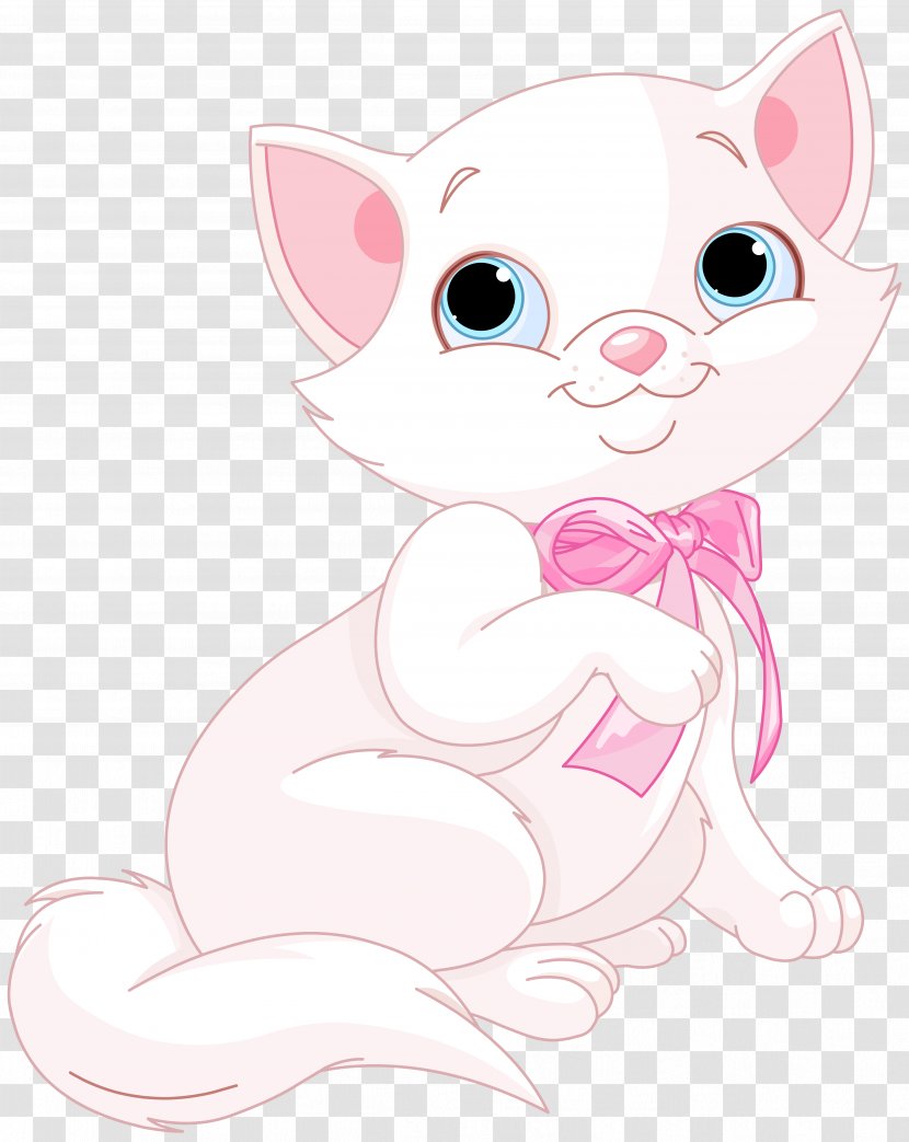 Pink Cat Cartoon Clip Art - Fictional Character Transparent PNG