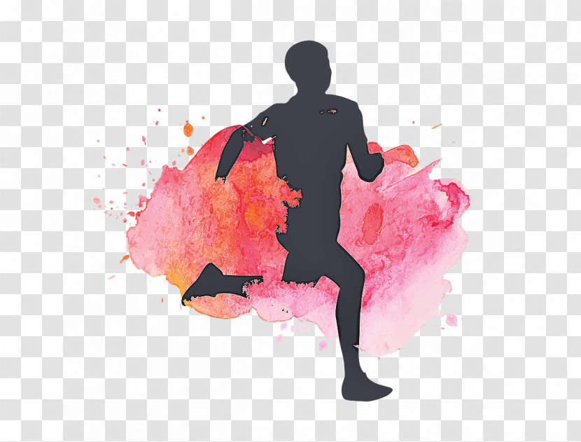 Pink Silhouette Running Costume Transparent PNG