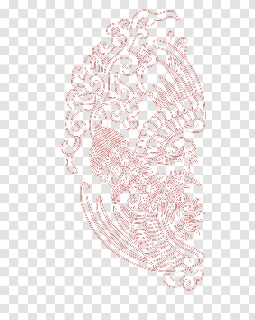 Paper Text Drawing Illustration - Red Phoenix Transparent PNG