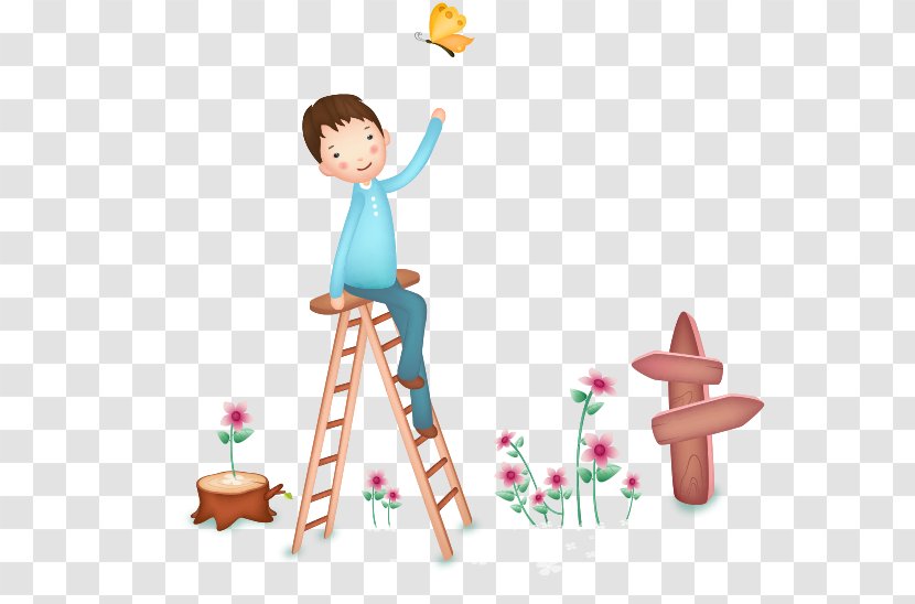 Butterfly Ladder Stairs - Child - The Boy On Transparent PNG