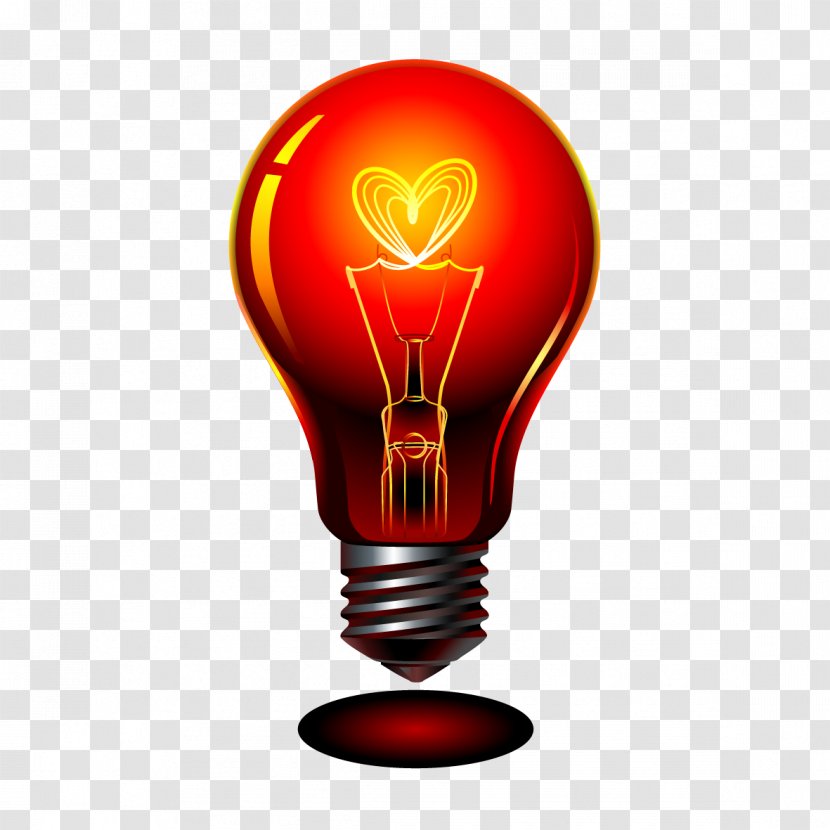 Incandescent Light Bulb Lamp - Product Design - Vector Red Transparent PNG