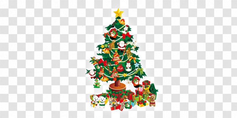 Christmas Tree Santa Claus English Holiday Greetings - Conifer Transparent PNG