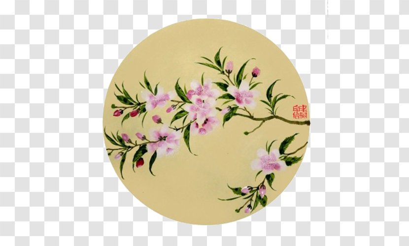 China Painting The Peach Blossom Fan Spring - Flower Arranging Transparent PNG