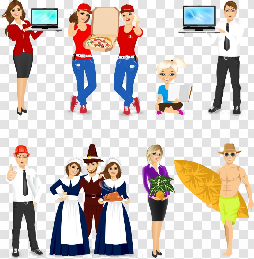 Cartoon Drawing Illustration - Vector Career Men And Women Transparent PNG