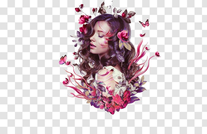 Photo Manipulation Portrait Tutorial - Photography - Flowers Butterfly Goddess Transparent PNG