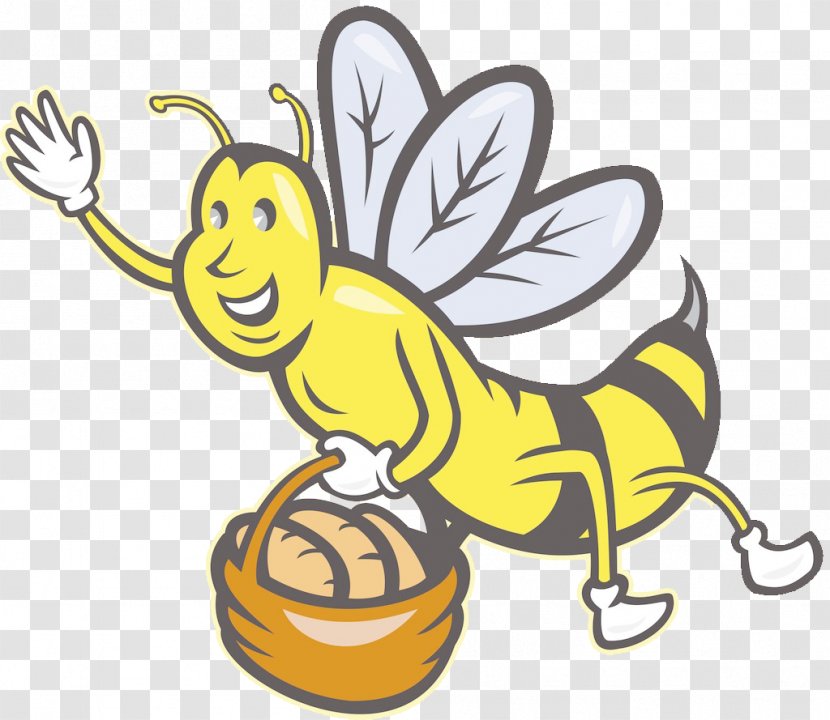 Basket Of Bread Bee Loaf Cartoon Transparent PNG