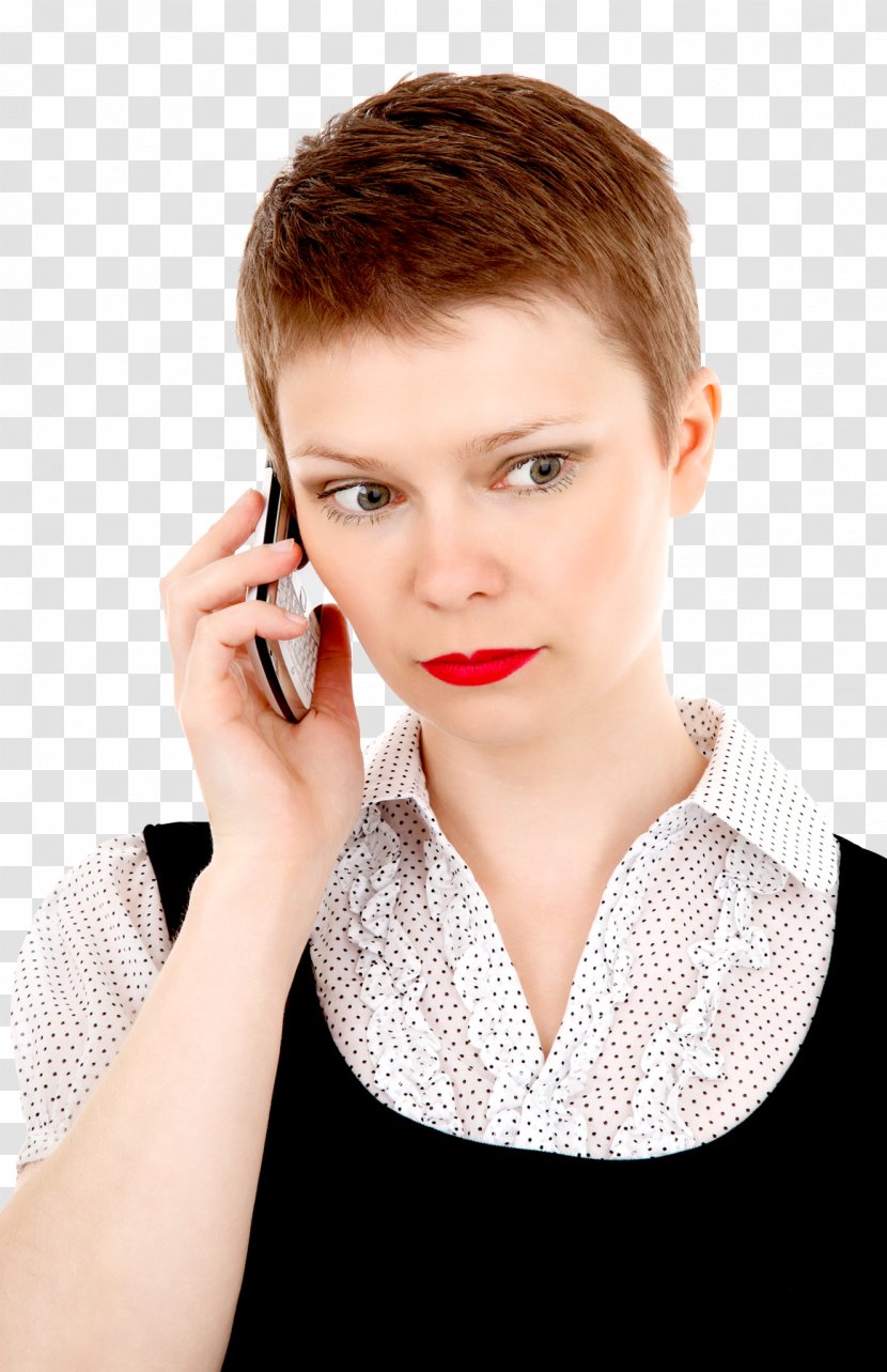 Woman Telephone - Cartoon - Business On Mobile Phone Transparent PNG