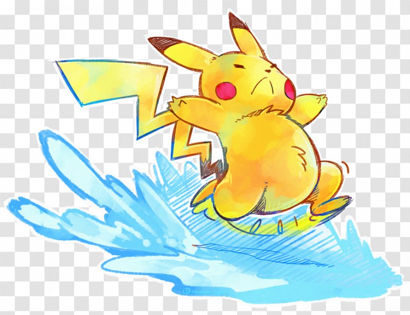 Pikachu Pokémon Trading Card Game Surfing Clip Art - Yellow Transparent PNG