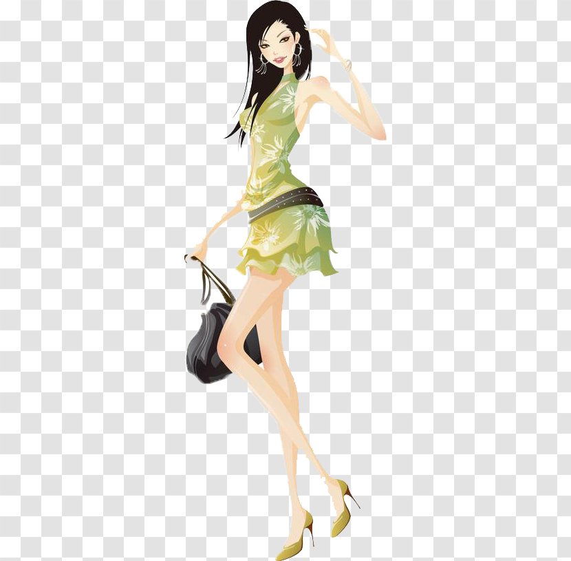 Woman Fashion Illustration - Flower - A Beautiful Lady Standing In Her Face Transparent PNG