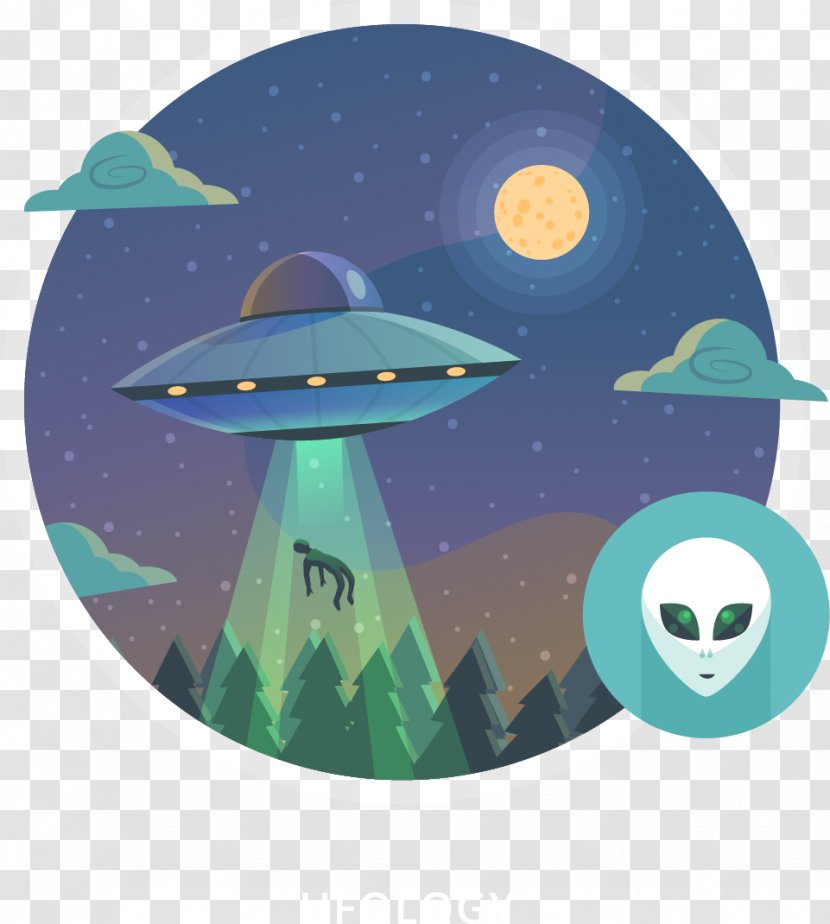 Unidentified Flying Object Illustration - Green - Night View Transparent PNG